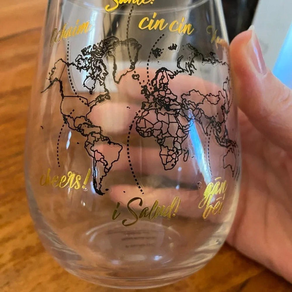 World Map "Global Cheers" Glass Tumblers 18oz (532ml) Set - Picture 2 of 12